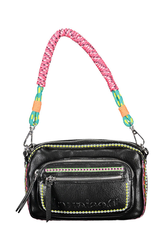 Chic Embroidered Black Shoulder Bag