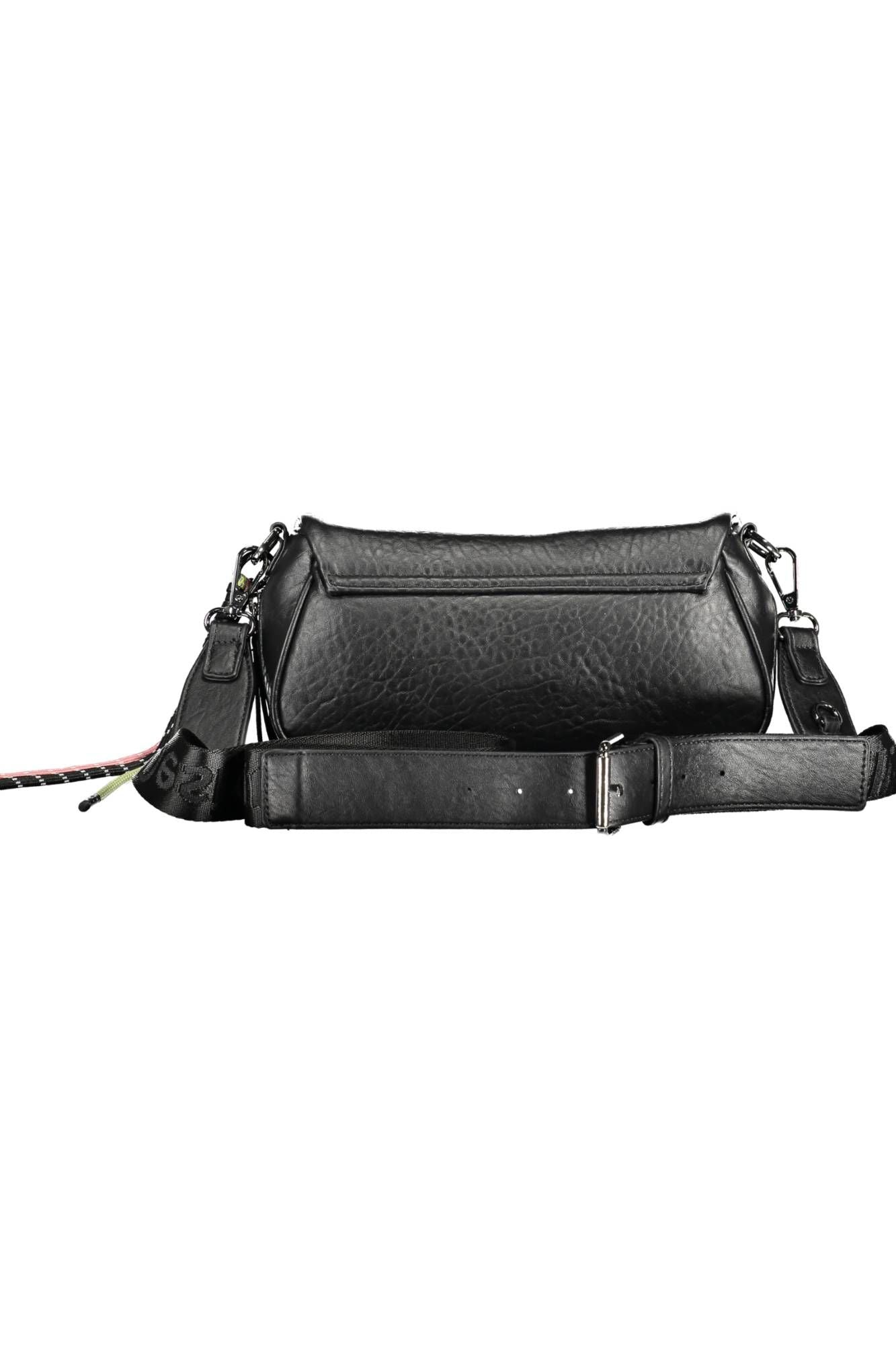 Chic Expandable Black Handbag with Unique Contrasts