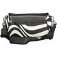 Chic Contrast Detail Black Cotton Handbag