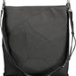 Sleek Black Polyurethane Handbag with Logo Accent