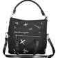 Elegant Embroidered Black Handbag with Versatile Straps