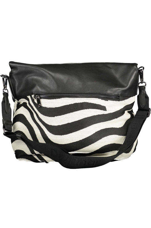 Chic Contrasting Details Black Cotton Bag