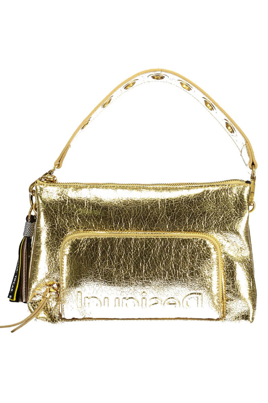 Chic Gold Polyurethane Shoulder Bag