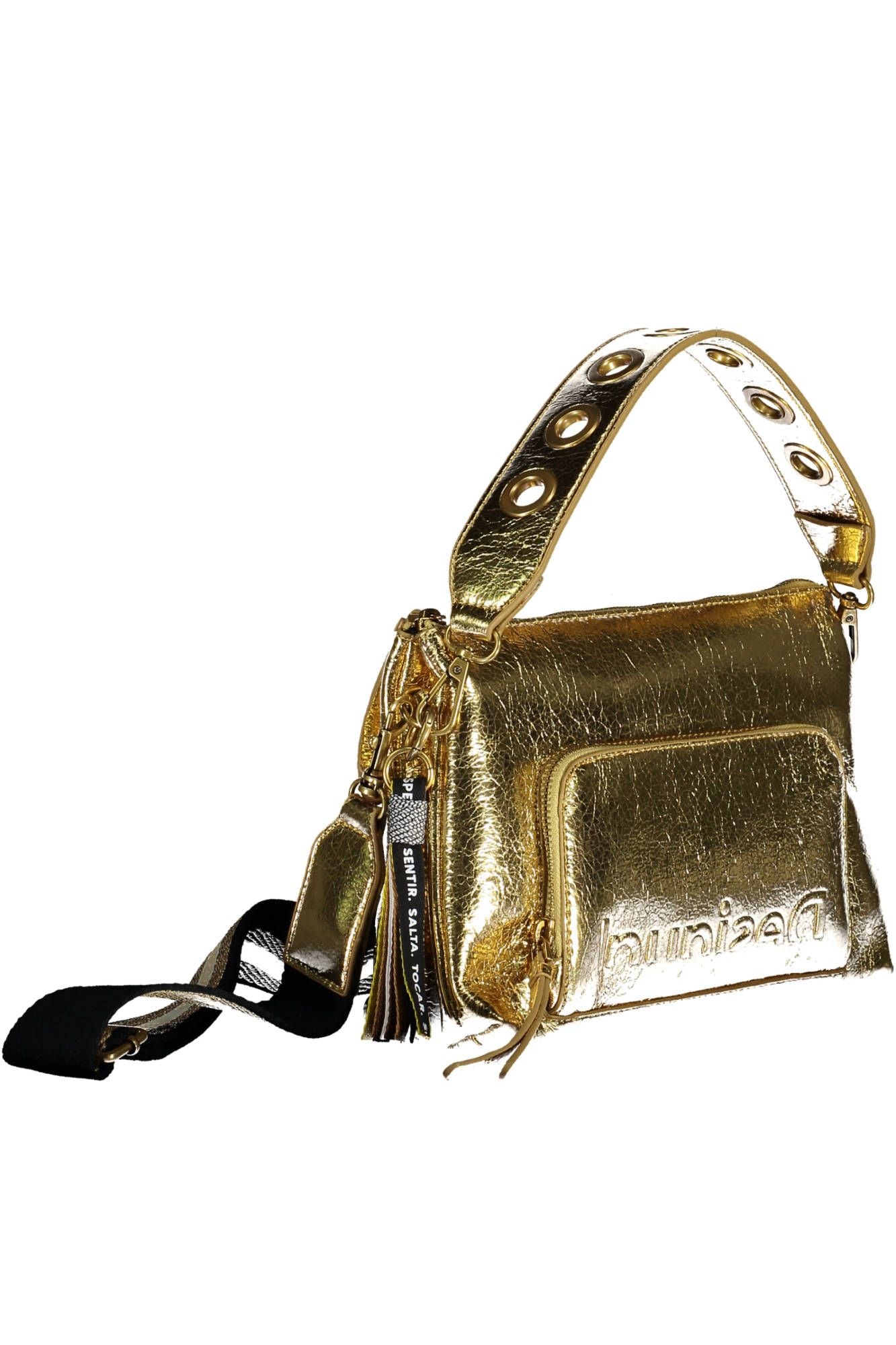 Chic Gold Polyurethane Shoulder Bag