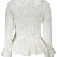 Chic White 'V' Neckline Long Sleeve Blouse