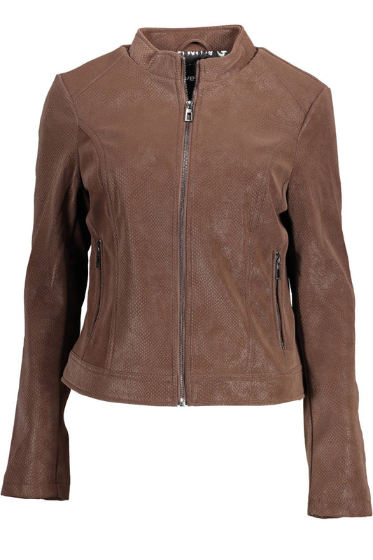 Chic Brown Zip Jacket with Logo Detail