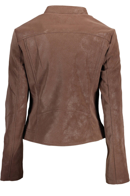 Chic Brown Zip Jacket with Logo Detail