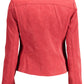 Chic Red Polyurethane Jacket with Logo Detail