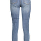 Embroidered Faded Jeans with Chic Worn Effect