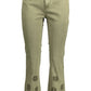 Embroidered Contrast Stitch Green Jeans