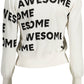 Elegant White Contrast Detail Sweater