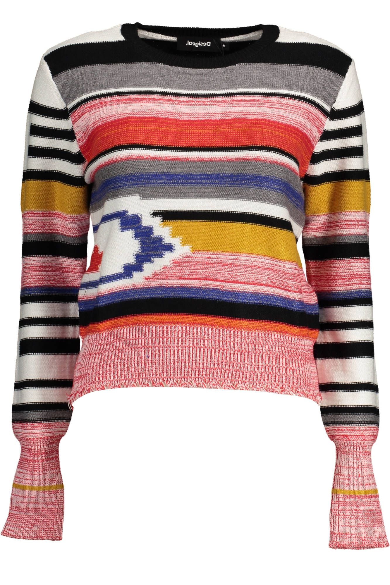 Chic Pink Round Neck Sweater with Contrasting Detail