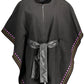 Elegant Black Poncho with Contrasting Details