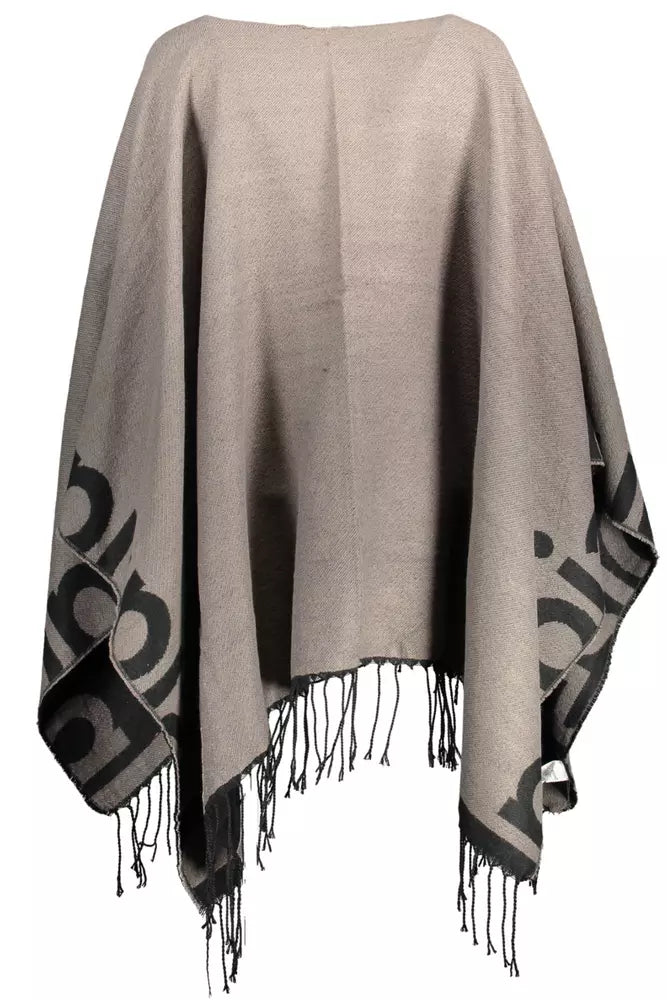 Chic Contrasting Poncho with Logo Detail