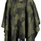 Chic Contrasting Poncho with Hood and Zip Details