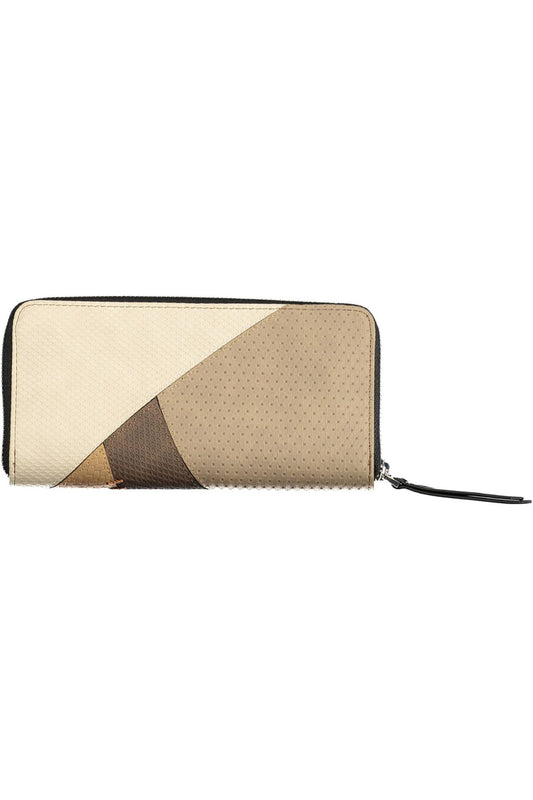 Chic Beige Tri-Compartment Wallet