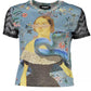 Ethereal Light Blue Printed Tee with Contrasts