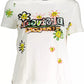 Chic Printed Round Neck Tee with Contrasting Details