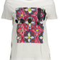 Chic White Printed Crew Neck Tee