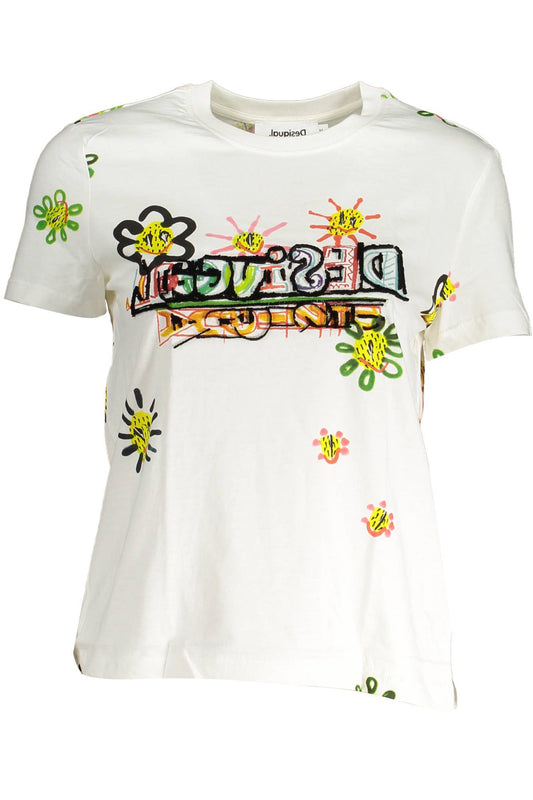 Chic Contrasting Print Tee with Logo Accents