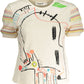 Chic Contrasting Print Tee with Logo Detail