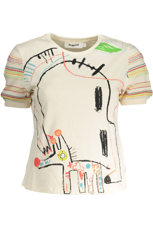 Chic Contrasting Print Tee with Logo Detail