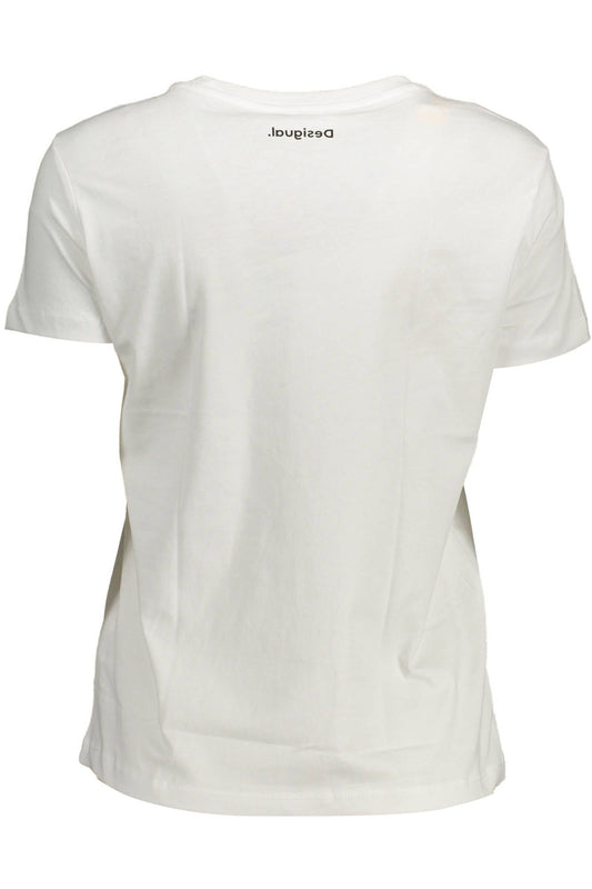 Chic White Printed Crew Neck Tee