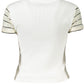 Chic White Printed Tee with Contrasting Details