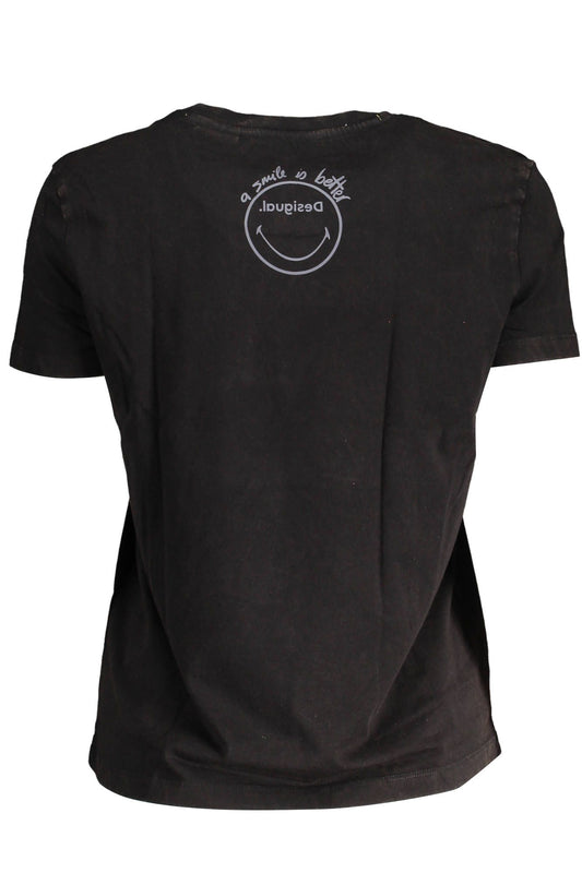Chic Black Printed Round Neck Tee