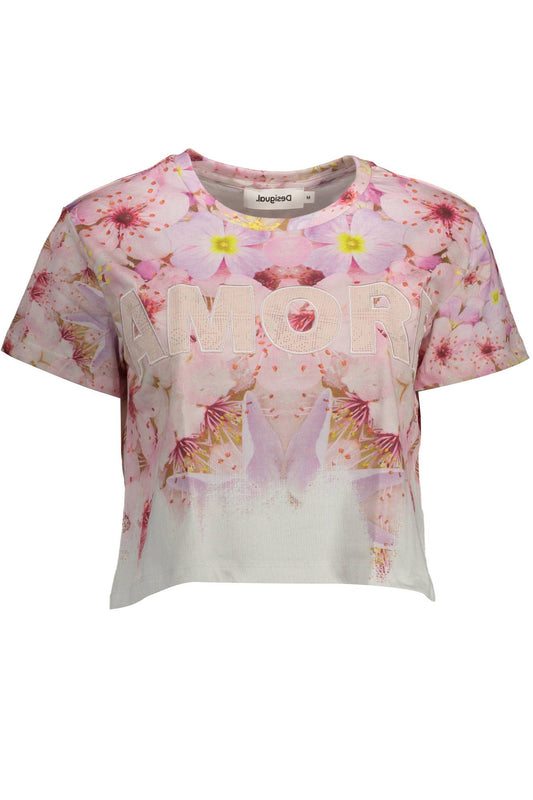 Embroidered Pink Cotton Tee