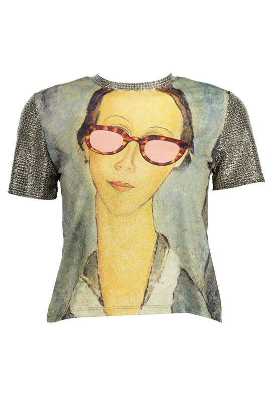 Vibrant Green Printed Crew Neck Tee