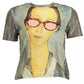 Green Metallic Fiber Crew Neck Tee with Logo