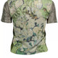 Green Metallic Fiber Crew Neck Tee with Logo
