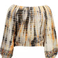 Chic Beige Long-Sleeved Logo Top with Contrasts