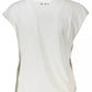 Chic Sleeveless White Tee with Print & Contrast Details