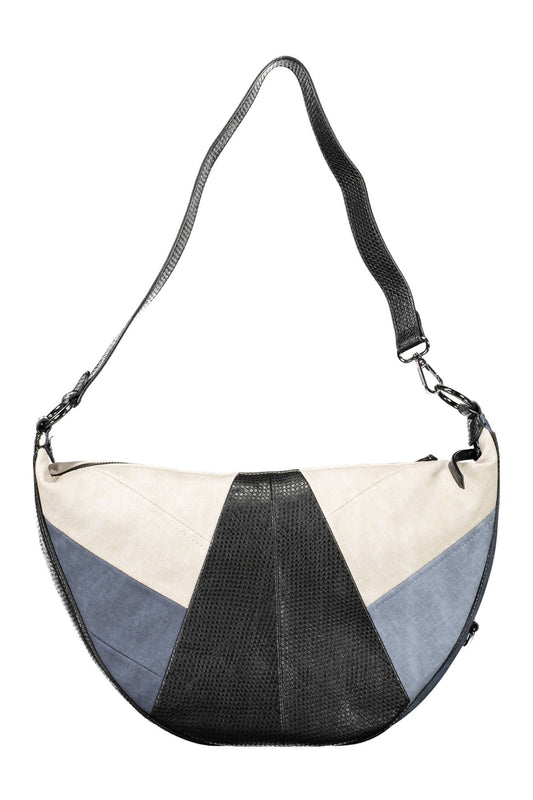 Chic Blue Shoulder Bag with Contrasting Details