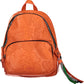 Chic Embroidered Orange Backpack with Contrasting Details