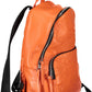 Chic Embroidered Orange Backpack with Contrasting Details