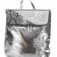 Chic Silver Backpack with Contrasting Details