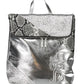 Chic Silver Backpack with Contrasting Details