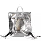 Chic Silver Backpack with Contrasting Details
