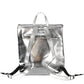 Chic Silver Backpack with Contrasting Details