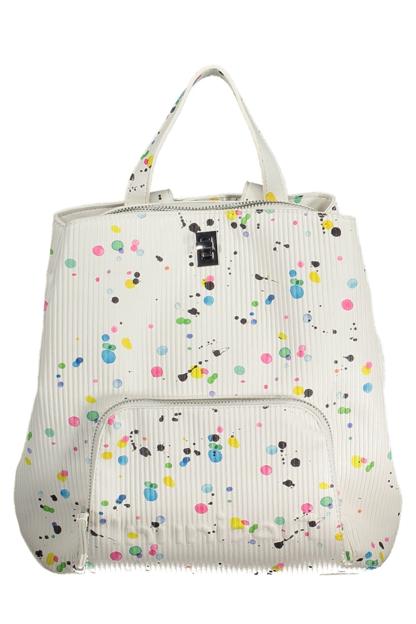 Chic White Backpack with Contrasting Details