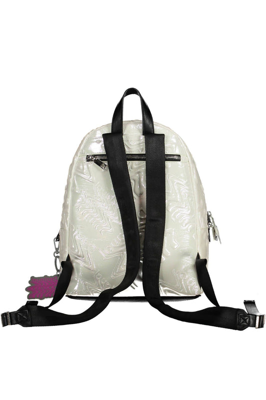 Iridescent Chic White Backpack with Contrast Details