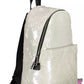Iridescent Chic White Backpack with Contrasting Details