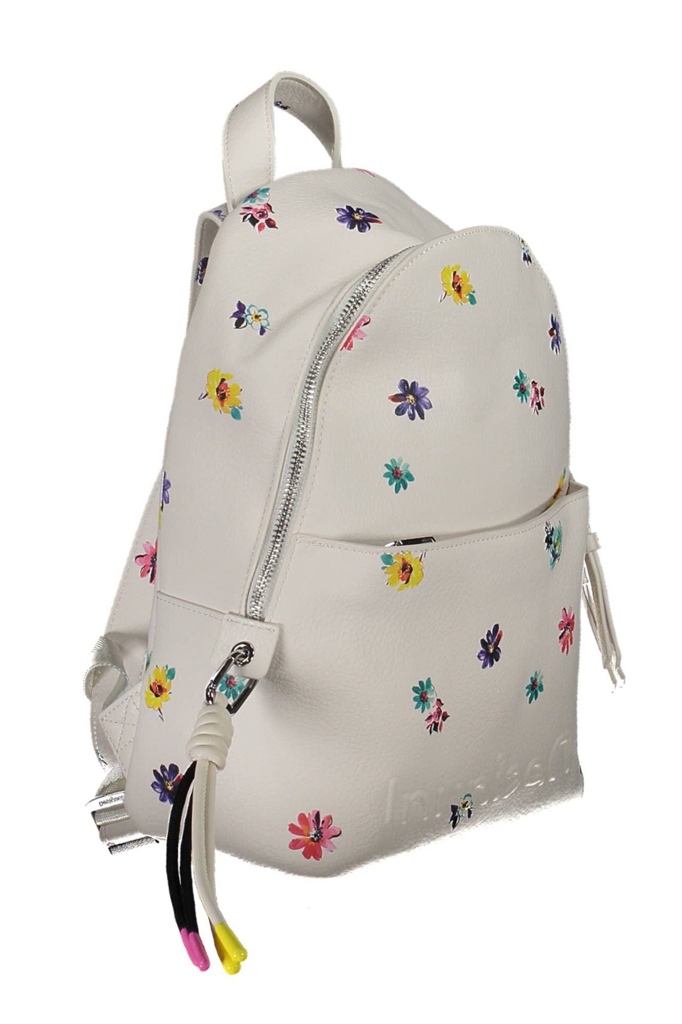 Chic White Backpack with Contrasting Details