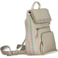 Chic White Embroidered Backpack with Contrasting Details