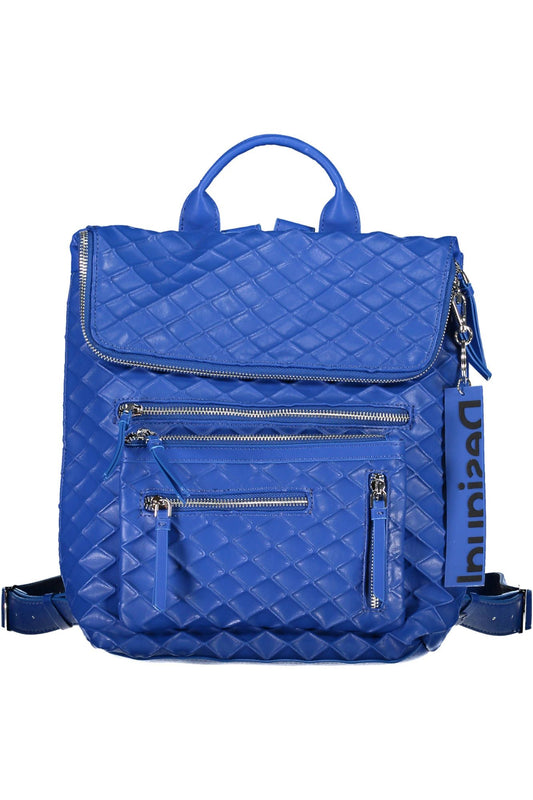 Chic Blue Polyurethane Backpack with Ample Pockets