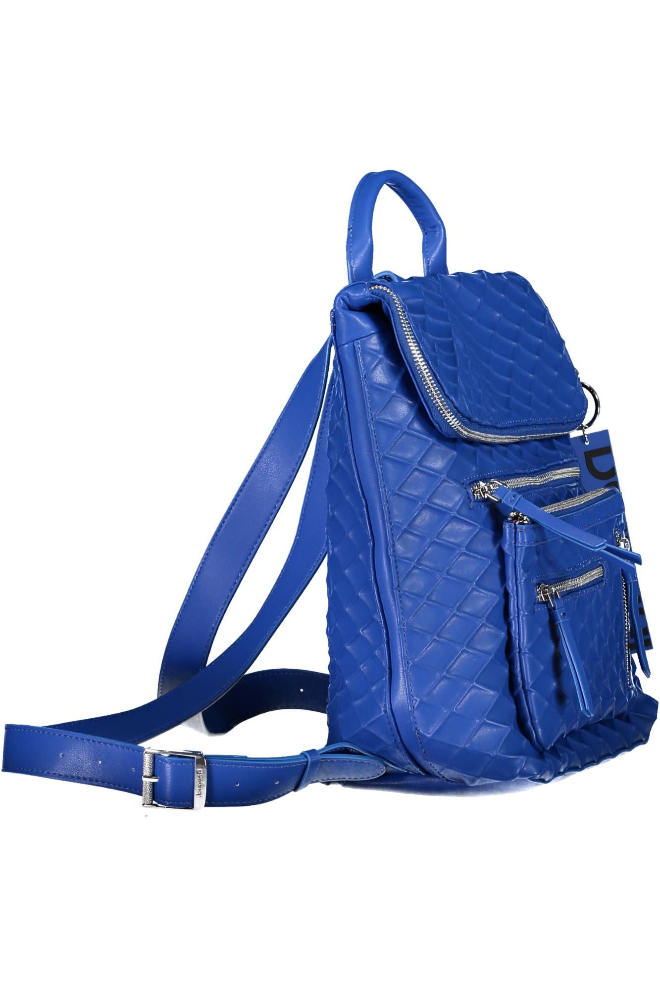 Chic Blue Polyurethane Backpack with Ample Pockets