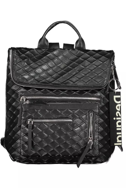 Chic Black Backpack with Contrasting Details